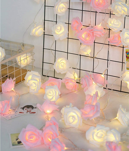 Romantic Pink Rose Fairy Lights – 20 LED Battery