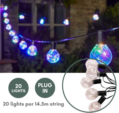 14M Outdoor Festoon Lights with Timer & Waterproof Bulbs