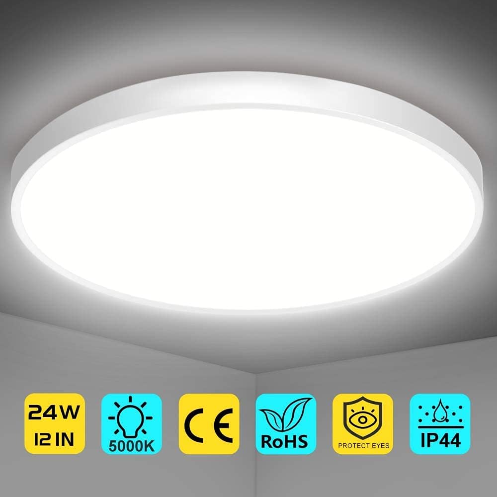12 LED Ceiling Light – Ultra-Thin 24W Flush Mount. 2-Pack