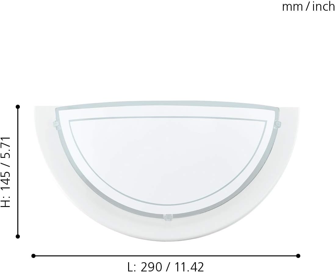 White Steel & Glass Wall Light with E27 Socket