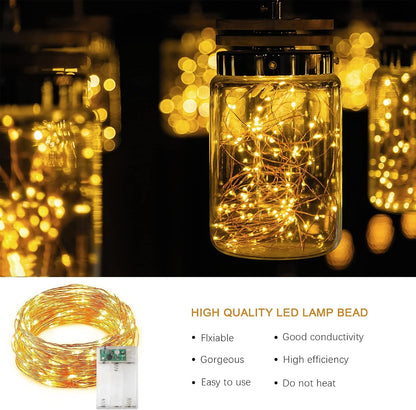 50 LED Battery Fairy Lights – Warm White Copper Wire