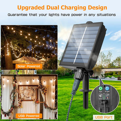 9M Solar Festoon Lights. 20 Bulbs. Remote Control