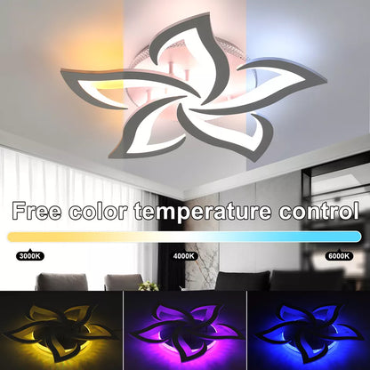 55W LED Ceiling Chandelier with RGB Backlight – Stylish Star Design. Dimmable Remote Control Lighting