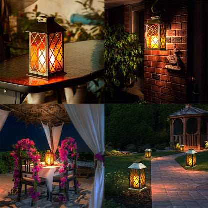 Solar Lanterns for The Garden – Moroccan-Style Flickering Outdoor Lights. Auto On/Off. Waterproof IP44. Warm White LED