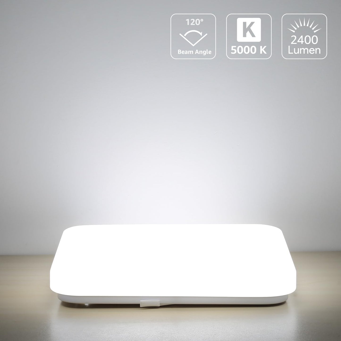 24W Square LED Ceiling Light. IP44. 5000K Daylight