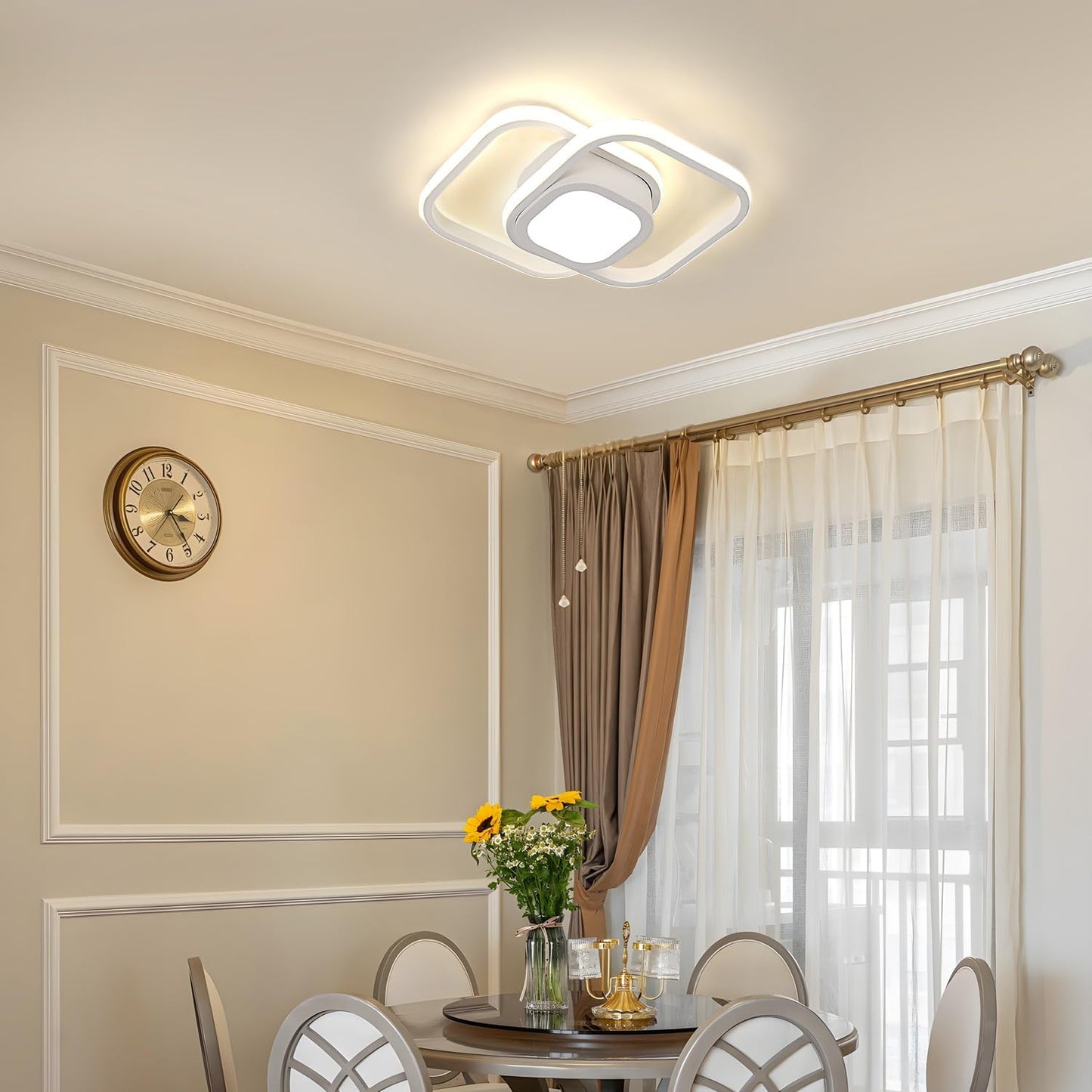 32W LED Ceiling Light. 4000K Neutral White. Modern Double Square Aluminum Ceiling Light