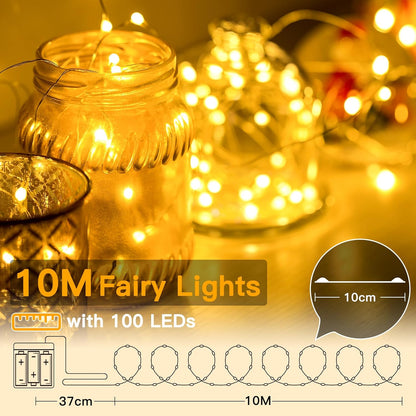 10m 100 LED Copper Fairy Lights – Warm White Battery String Lights