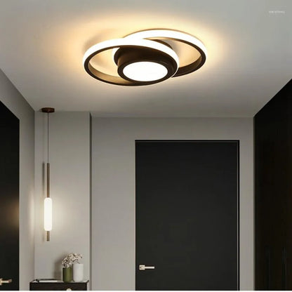 Modern Double Circle LED Ceiling Light - Black Dimmable Chandelier for Living Room. and Bedroom
