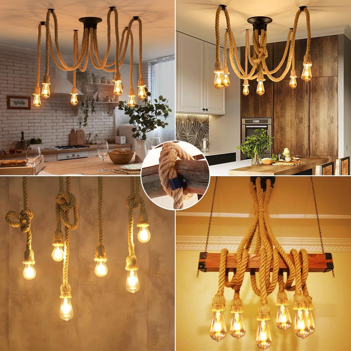 6-Head Spider Chandelier Pendant Light. Adjustable Industrial Ceiling Lamp