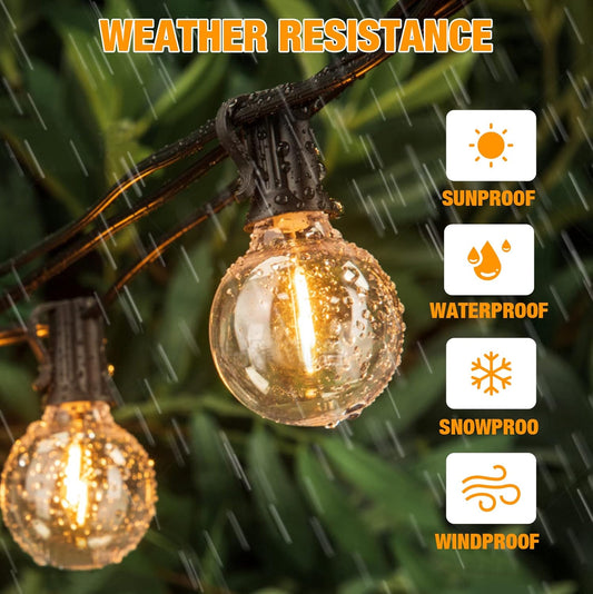 100FT Outdoor LED String Lights. Waterproof. 52 Bulbs