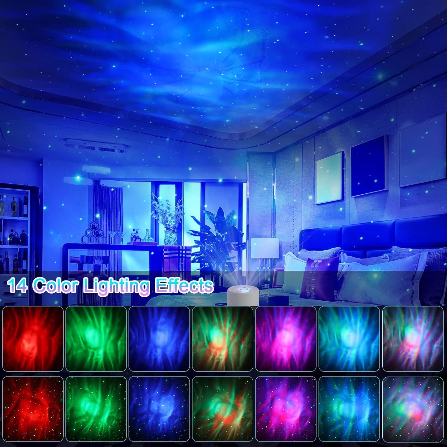 LED Galaxy Projector with Remote. Timer & Aurora Lights