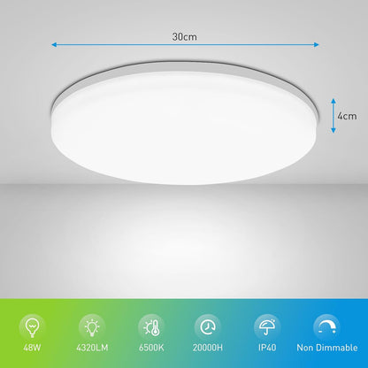 48W Ultra Slim LED Ceiling Light – 6500K Daylight. 4320LM. Ø30cm