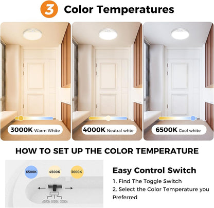 Motion Sensor LED Ceiling Light. 15W. 3 CCT. 1500LM
