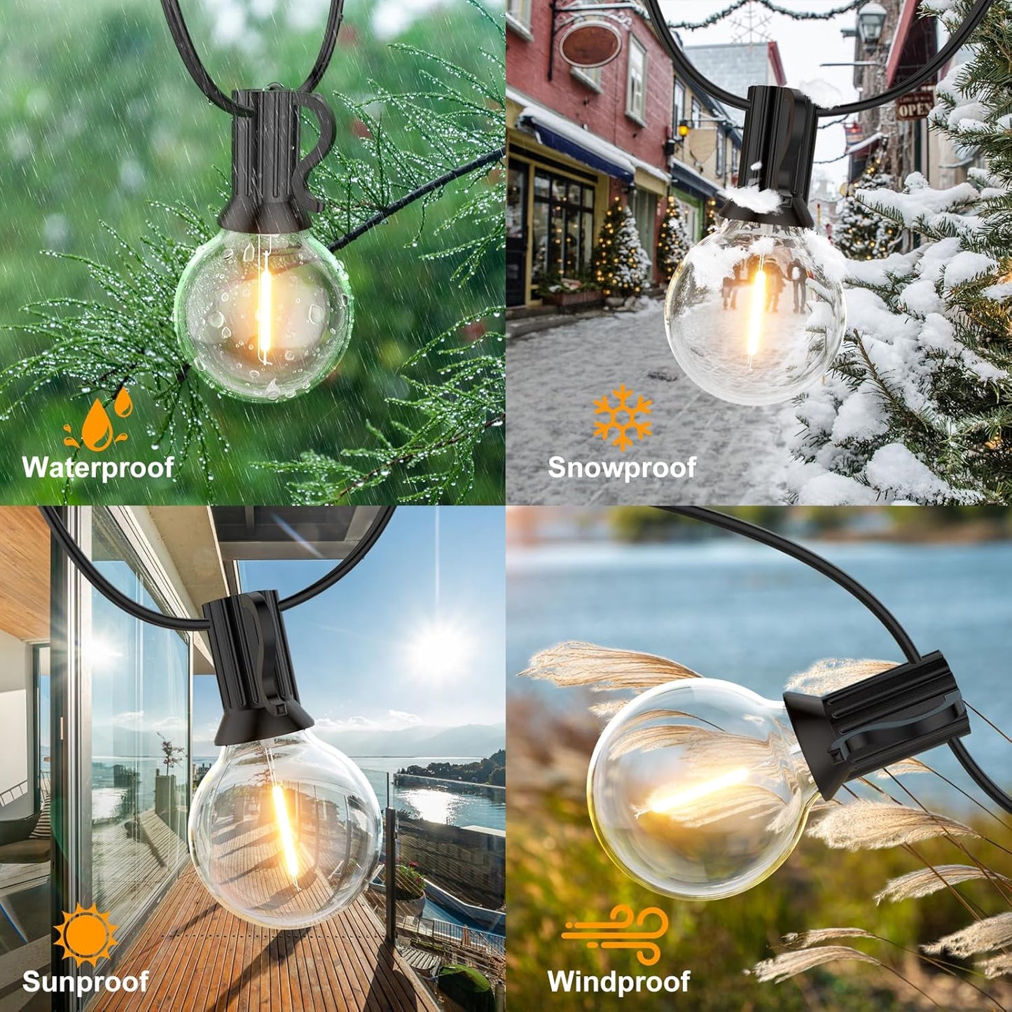 30M/100FT Outdoor Festoon String Lights with Timer