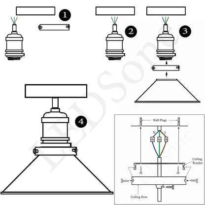 Retro Vintage Industrial Flush Mount Ceiling Light – Warm E27 Lamp Fitting
