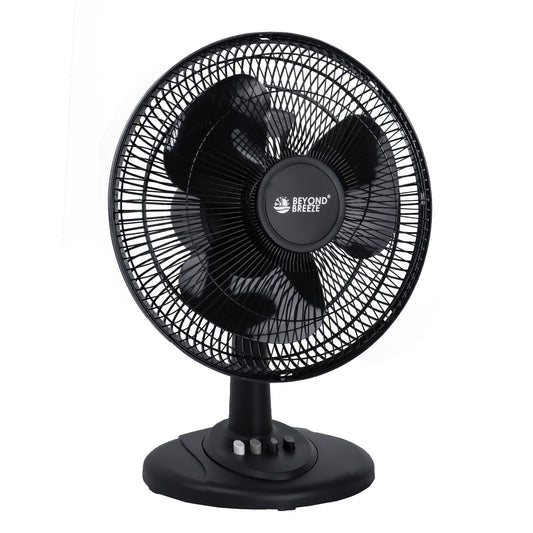 Black Grille 12 Oscillating Table Fan with Adjustable Speed Setting