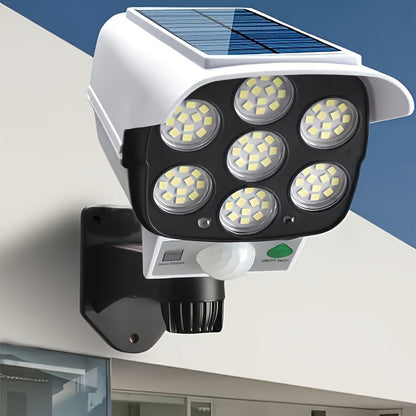 Remote Control Motion Sensor Solar Security Camera Light. 800 Lumens. 77 LEDs