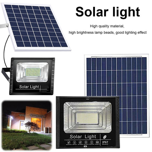 Solar LED Flood Light 100W Spotlight IP65 Waterproof with Remote Control & Adjustable for Outdoor