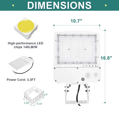 150W LED Shoebox Parking Lot Light – 5000K Daylight. White Housing. Outdoor Area & Street Light. UL Listed. AC 100-277V (No Photocell)