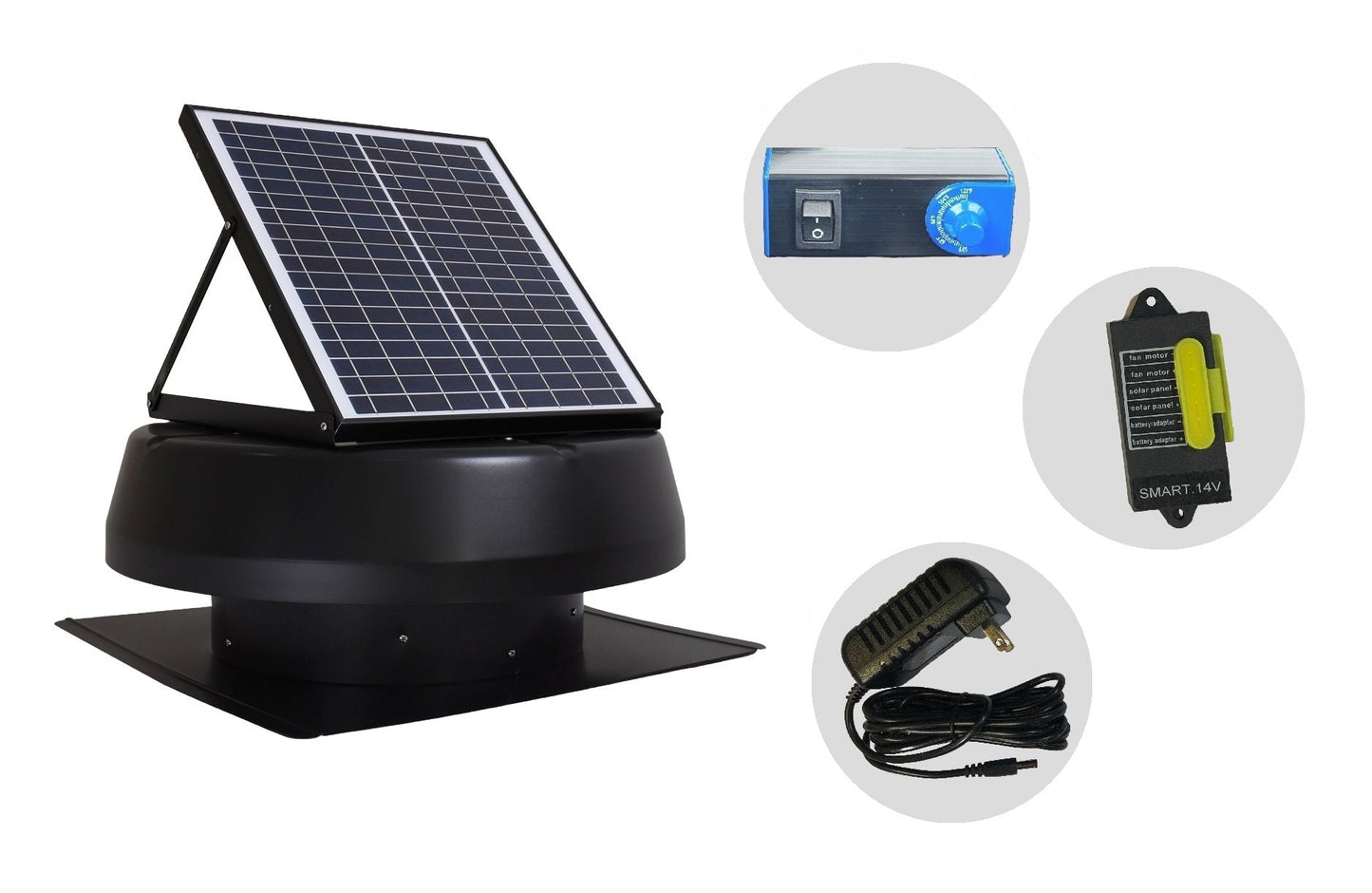 ILG8SF301A - iLiving HYBRID Smart Exhaust Solar Roof Attic Exhaust Fan. 14. 40-Watt. Black. 15-Year Warranty