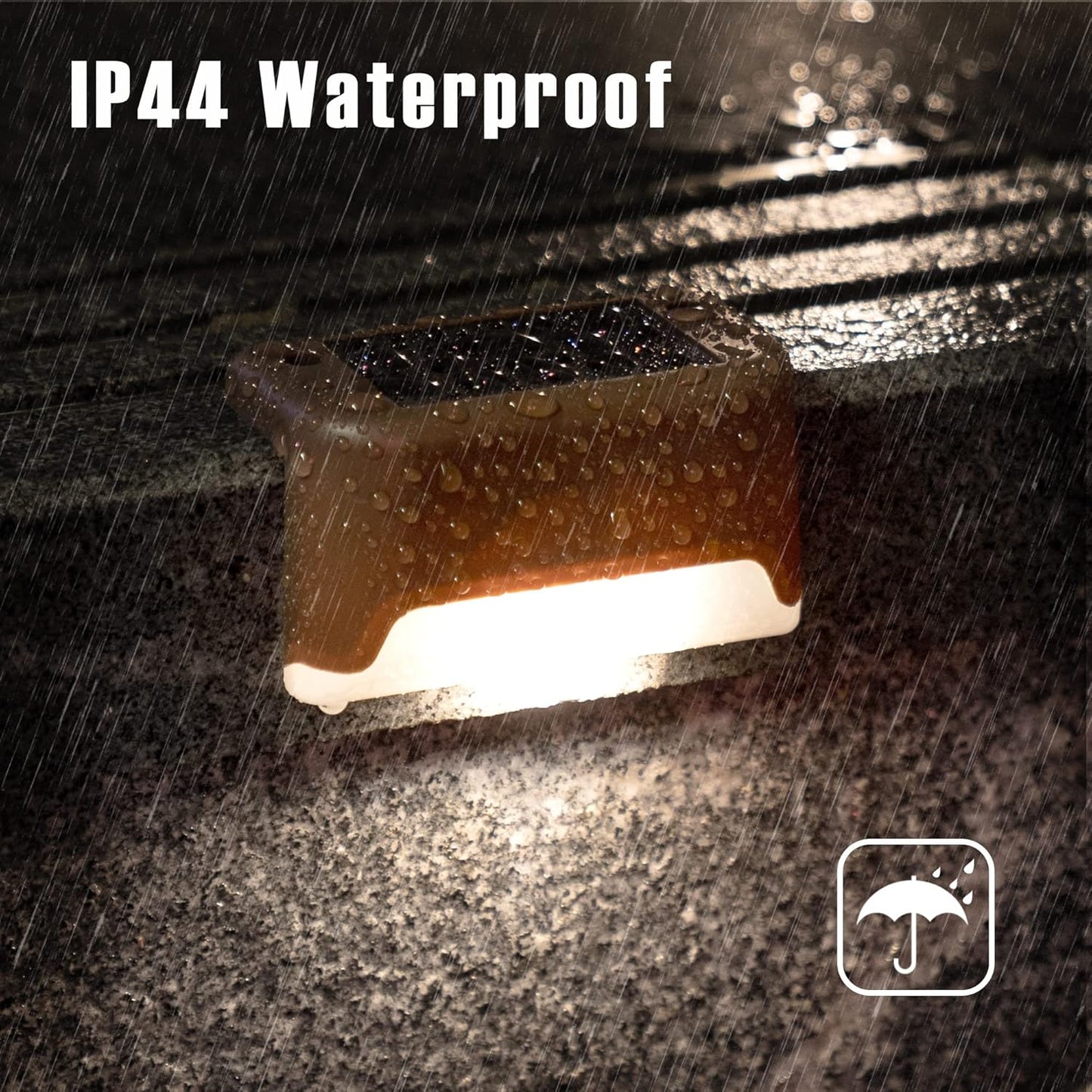 Solar Deck Lights 12 Pack – Outdoor Waterproof LED Step Lights (Warm White. Brown)