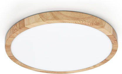 LED Ceiling Light. 12W Wood Grain Flat Small Round Nordic Flush Ceiling Light for Bedroom Living Room Kitchen Bathroom Lights