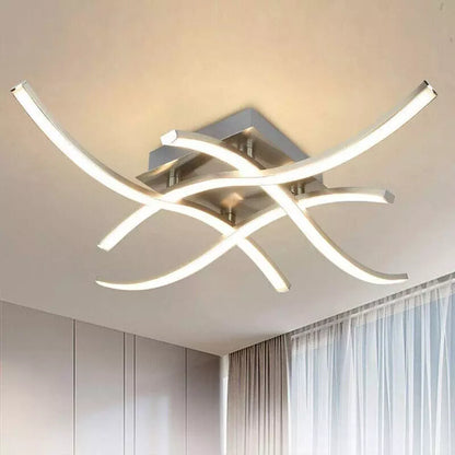Modern LED Ceiling Light. 4-Wave Design. Dimmable Fixture for Bedroom and Hallway