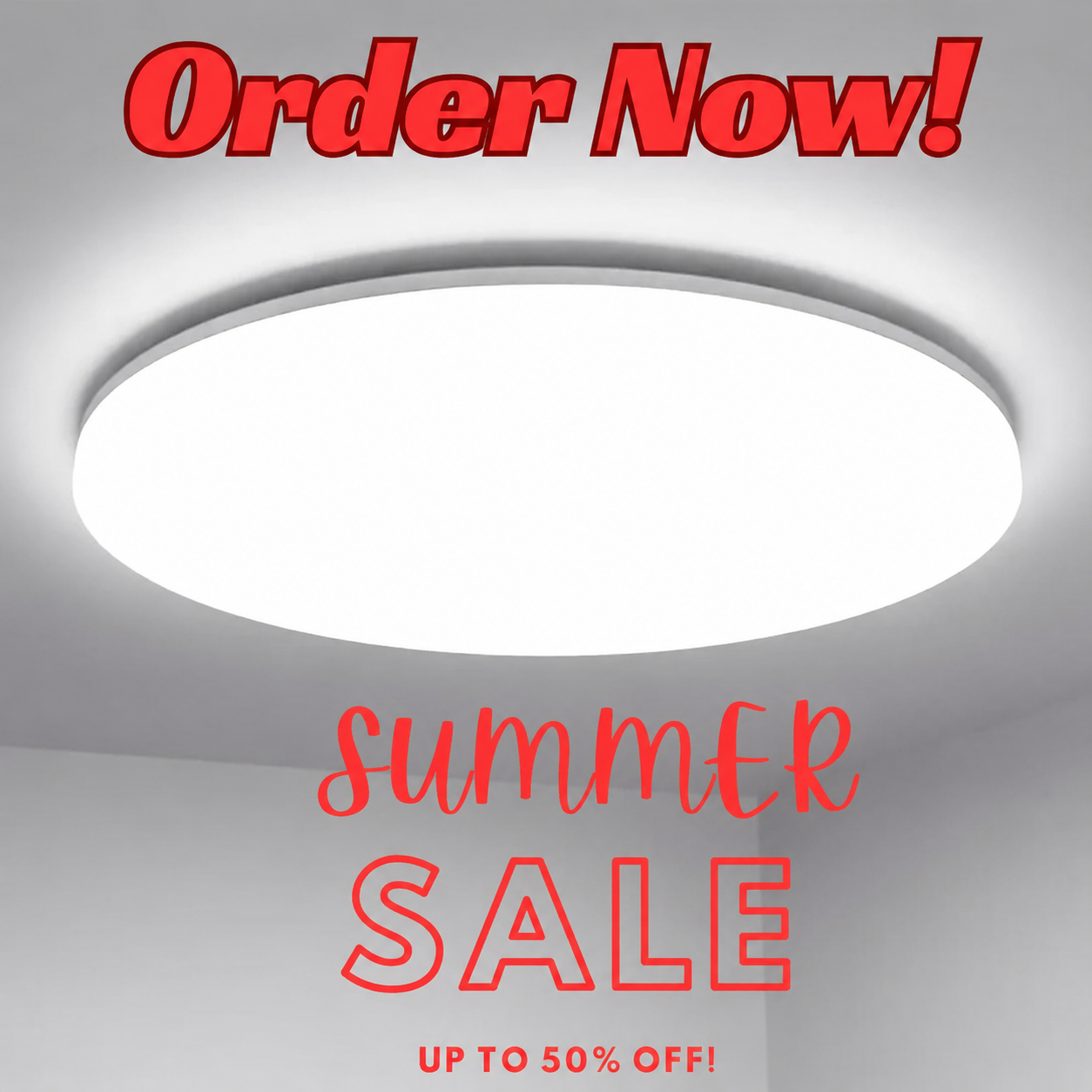 48W LED Bathroom Ceiling Light – IP54 Waterproof Flush Mount Ceiling Light. 4230 Lumens. 6000K Daylight White. Large Round LED Ceiling Lamp for Bathroom. Kitchen. Bedroom. Living Room. Hallway & Office