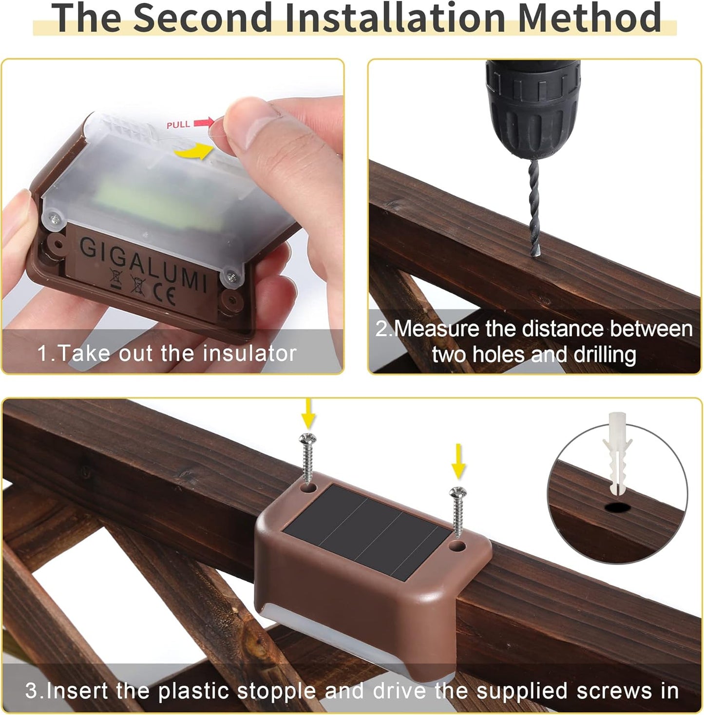 Solar Deck Lights 12 Pack – Outdoor Waterproof LED Step Lights (Warm White. Brown)