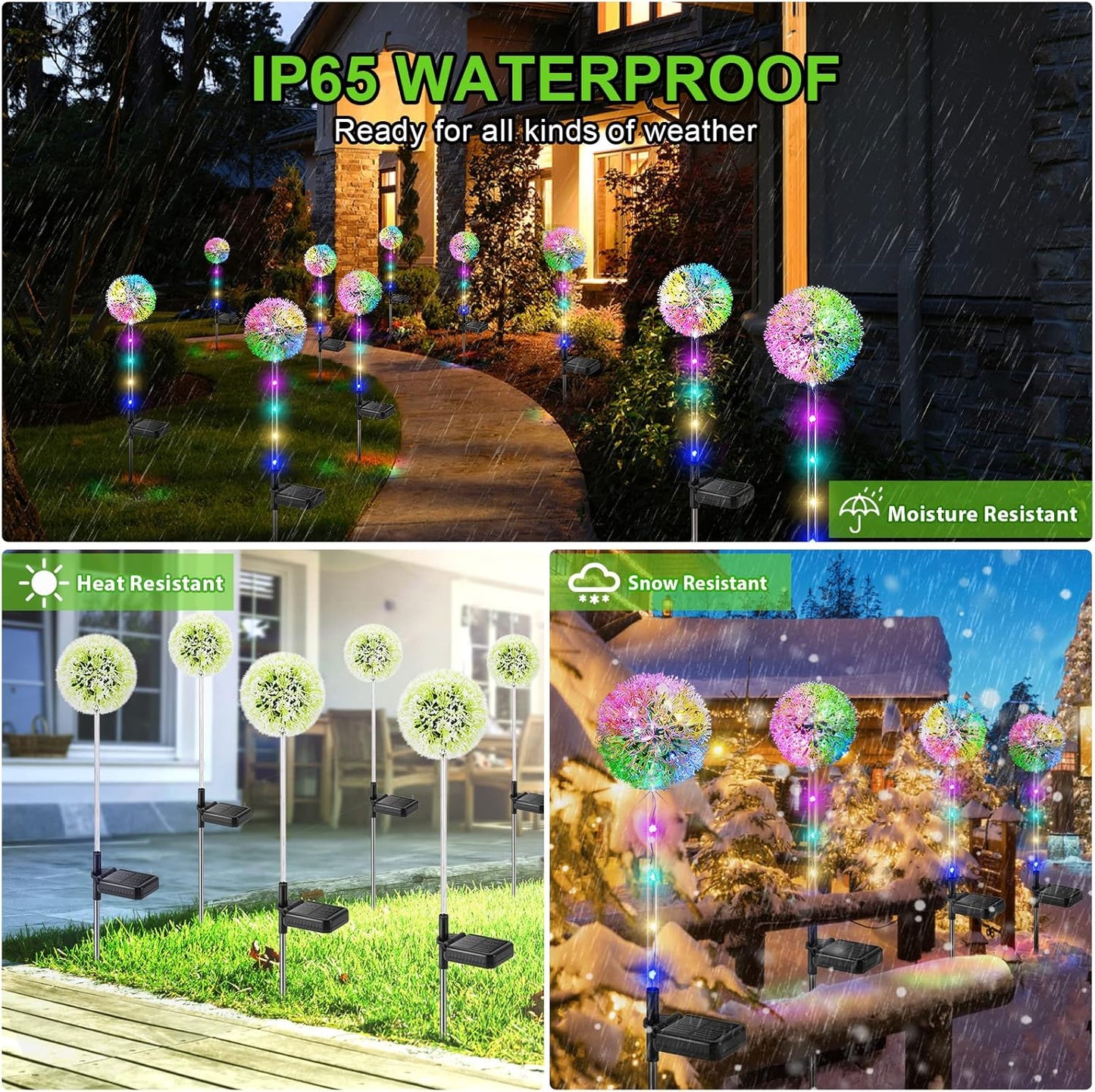 4 Pack Colorful Garden Lights