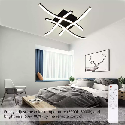 48W LED Ceiling Light – 4 Wave Dimmable Modern Light Fixture for Kitchen. Living Room. Bedroom. and More