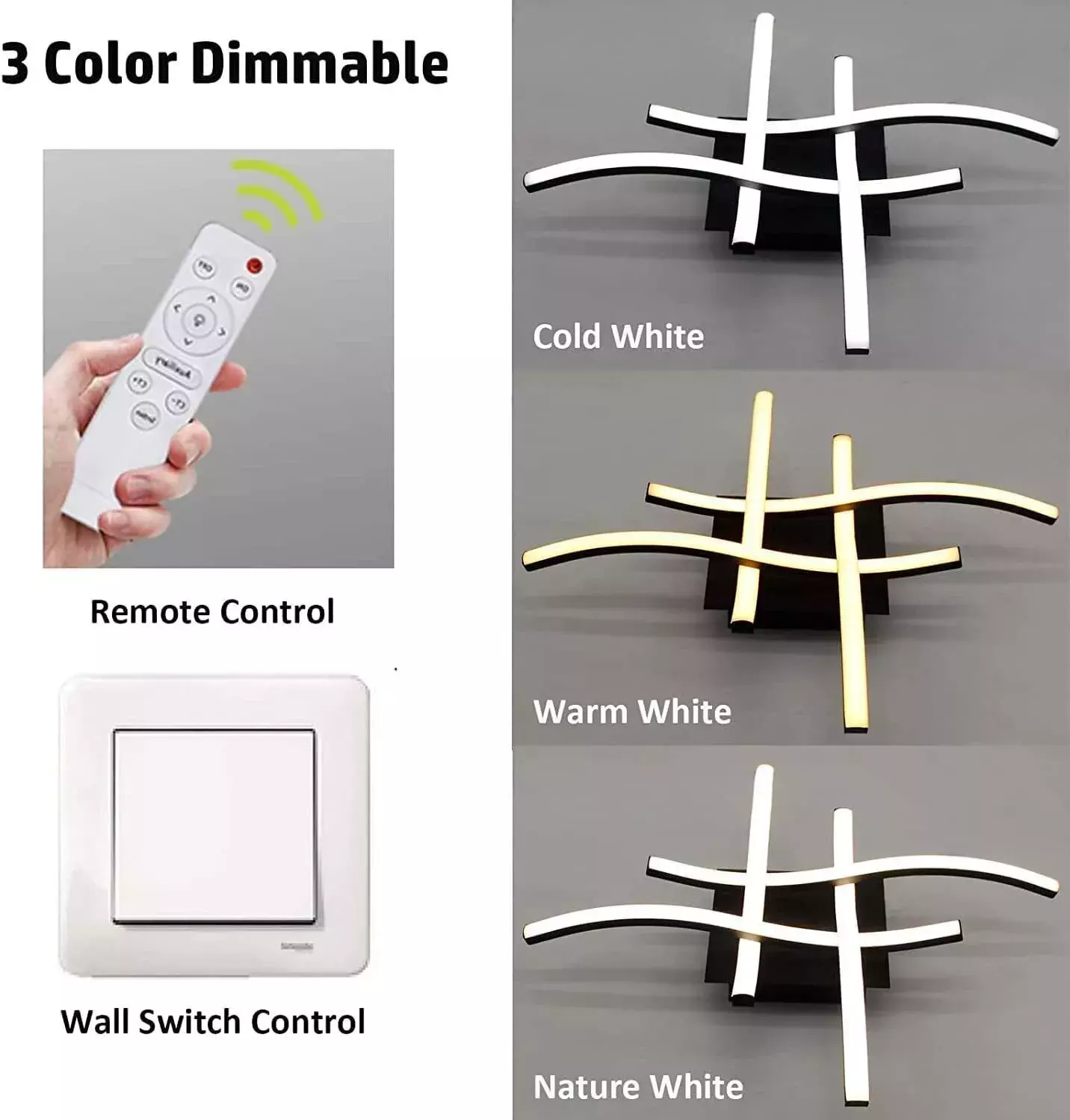 48W LED Ceiling Light – 4 Wave Dimmable Modern Light Fixture for Kitchen. Living Room. Bedroom. and More