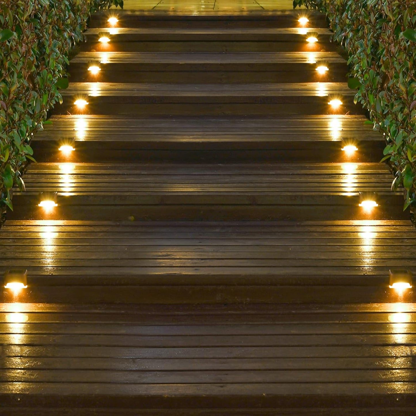 Solar Deck Lights 12 Pack – Outdoor Waterproof LED Step Lights (Warm White. Brown)