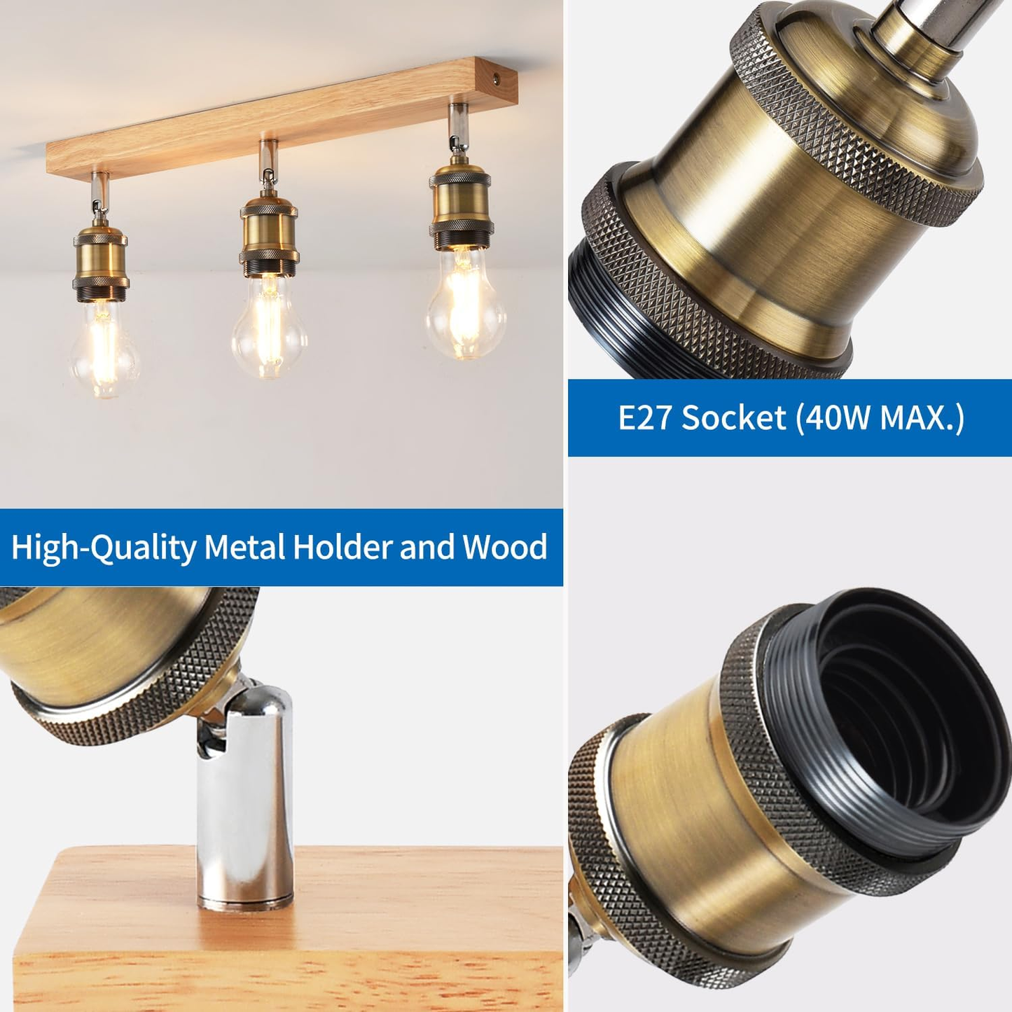 Adjustable 4 Way Ceiling Lights Fitting for Kitchen. Bedroom. and Lounge. E27 Base. Retro Style Ceiling Light Fixture