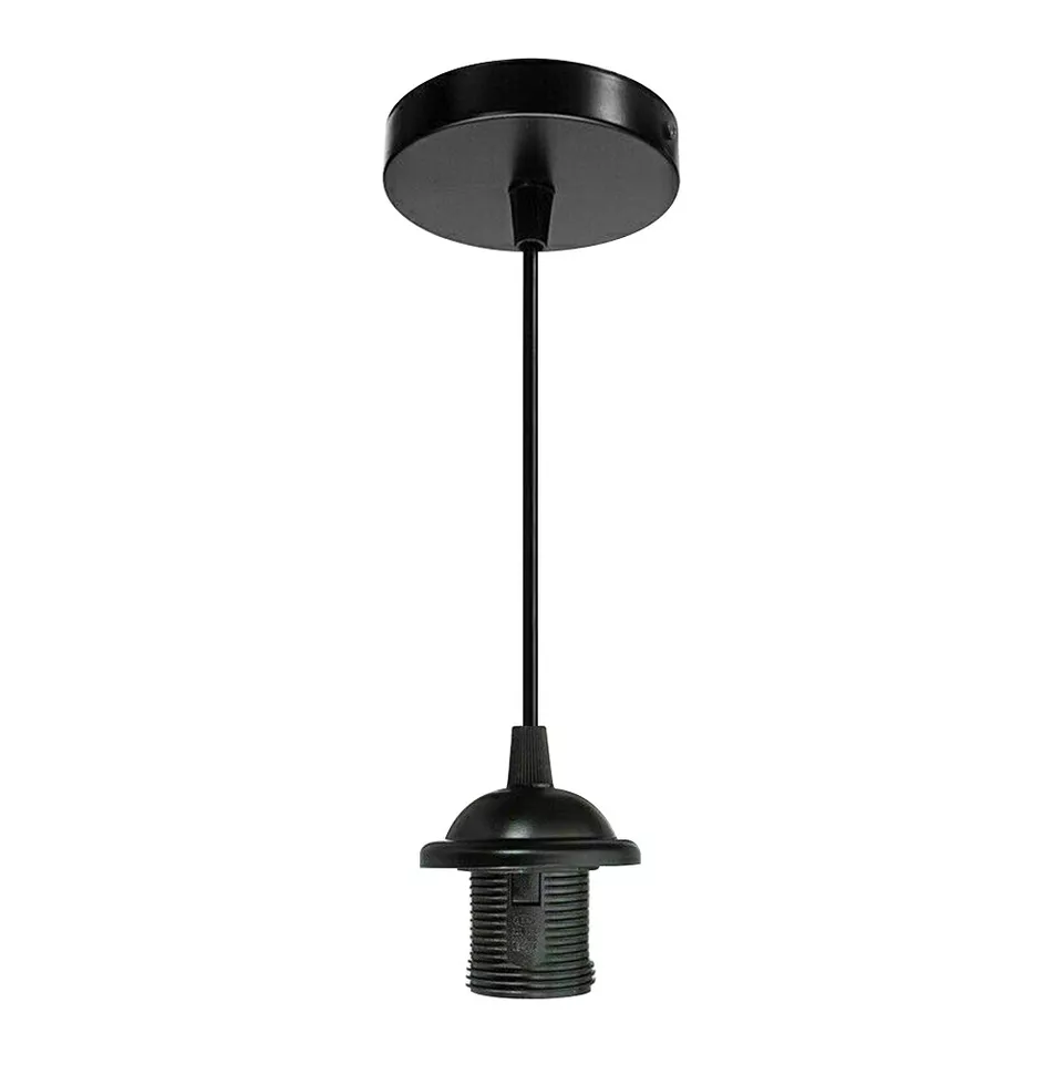 Pendant Light Fitting Set with E27 Holder. Ceiling Rose & Hanging Suspension Kit