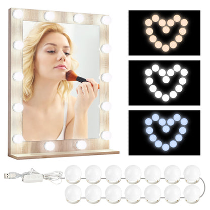 14W dimmable makeup mirror string lights. 5 levels of brightness adjustment