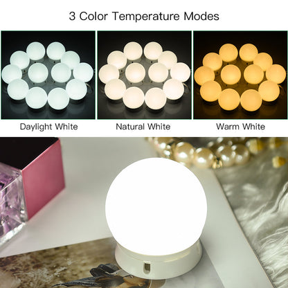 14W dimmable makeup mirror string lights. 5 levels of brightness adjustment