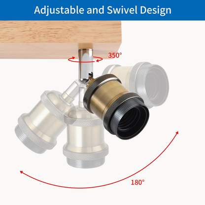 Adjustable 4 Way Ceiling Lights Fitting for Kitchen. Bedroom. and Lounge. E27 Base. Retro Style Ceiling Light Fixture