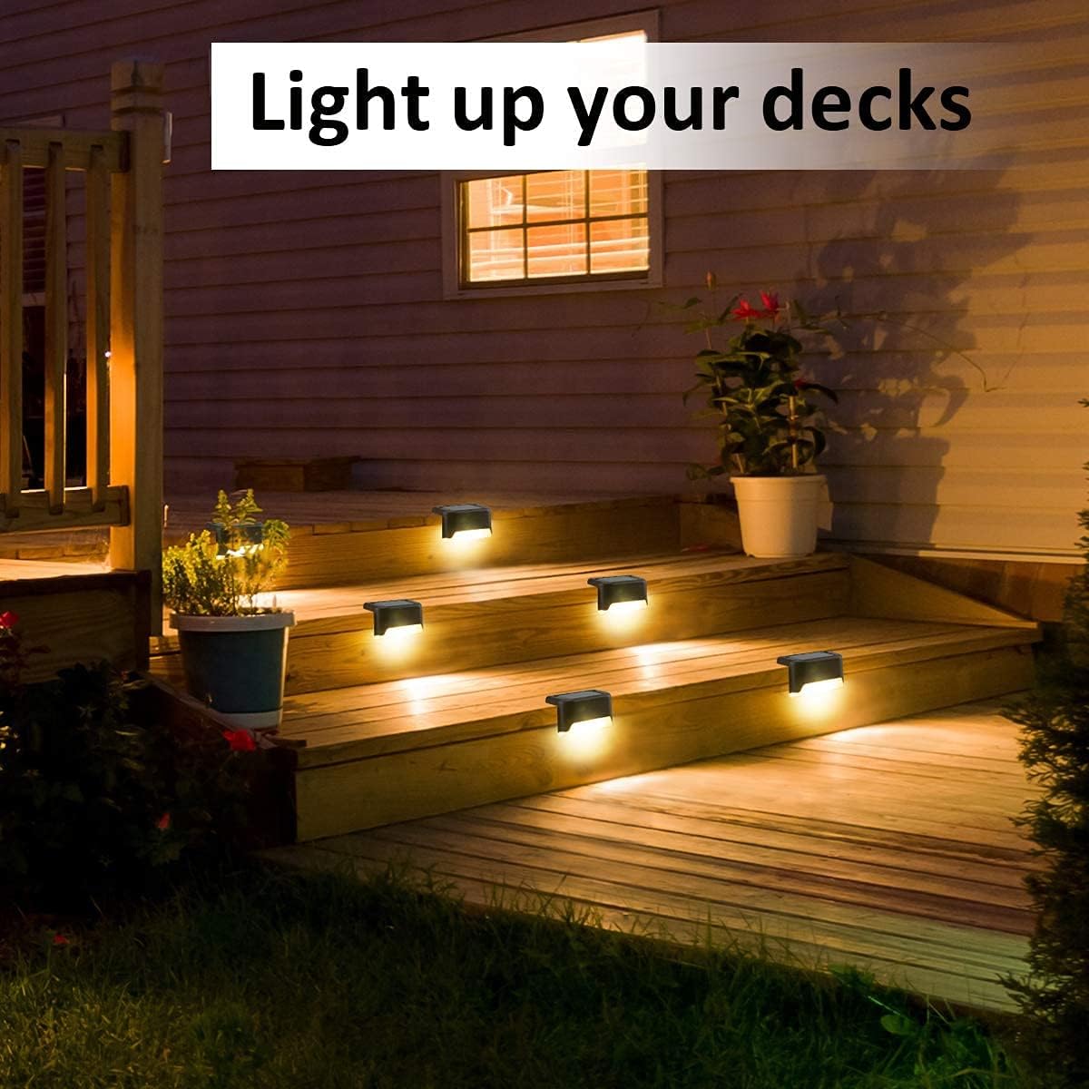 Solar Deck Lights 12 Pack – Outdoor Waterproof LED Step Lights (Warm White. Brown)