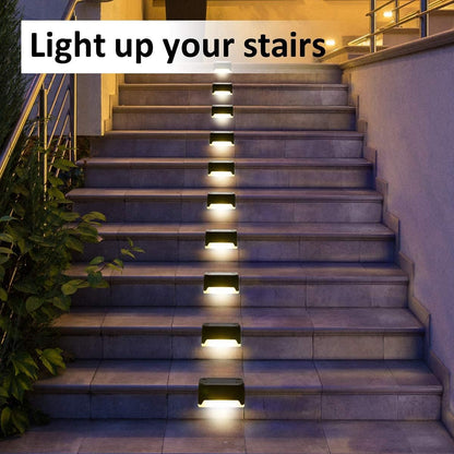 Solar Deck Lights 12 Pack – Outdoor Waterproof LED Step Lights (Warm White. Brown)