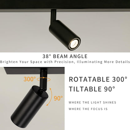 Black 5-Way Ceiling Spotlight with Adjustable Rotatable LED Lights