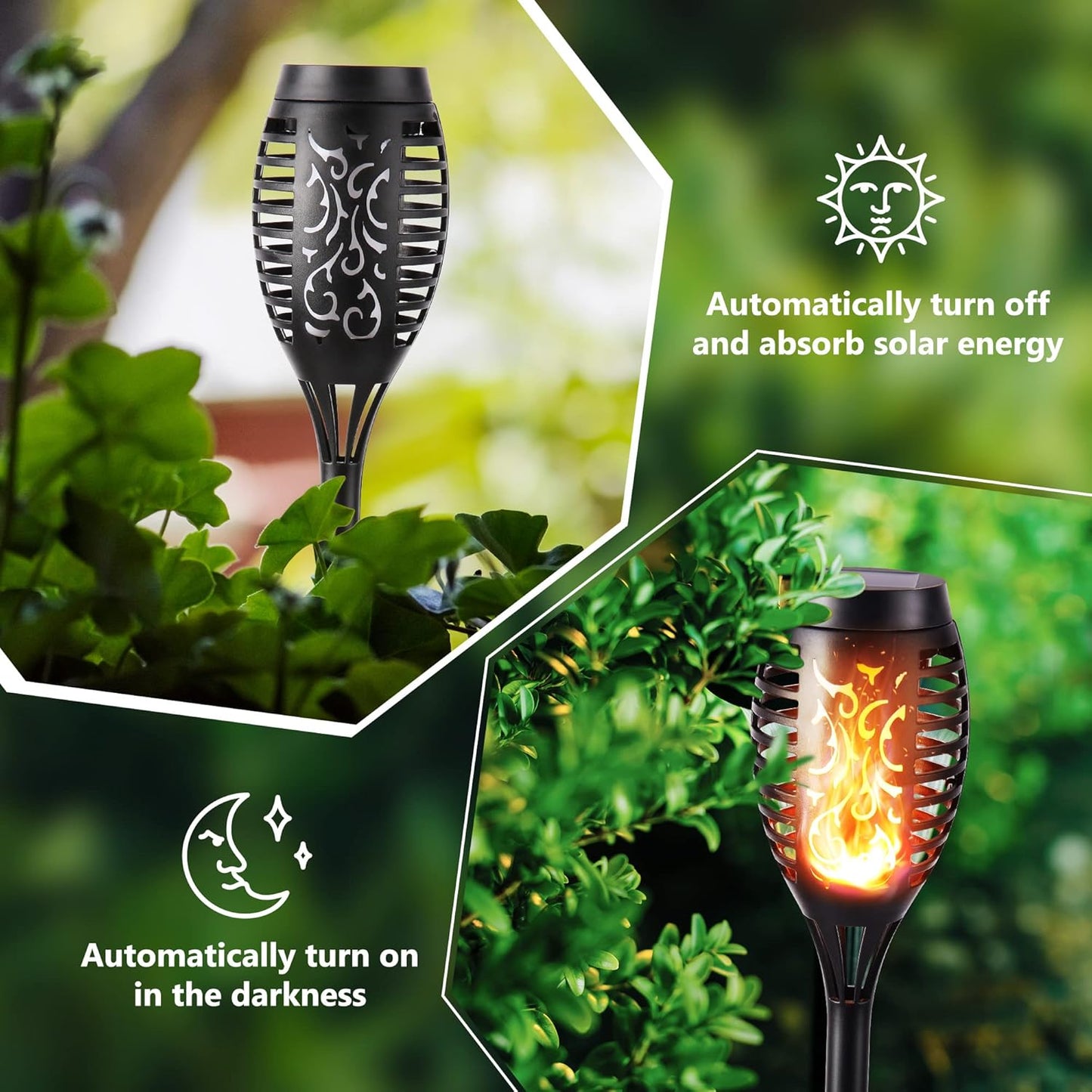 6 Pack Solar Flame Torch Lights – Waterproof Outdoor Garden & Pathway Decor