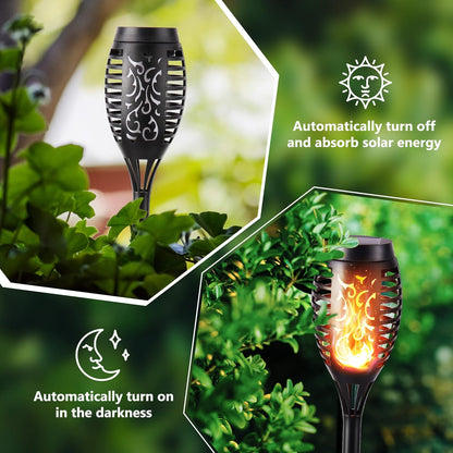 6 Pack Solar Flame Torch Lights – Waterproof Outdoor Garden & Pathway Decor