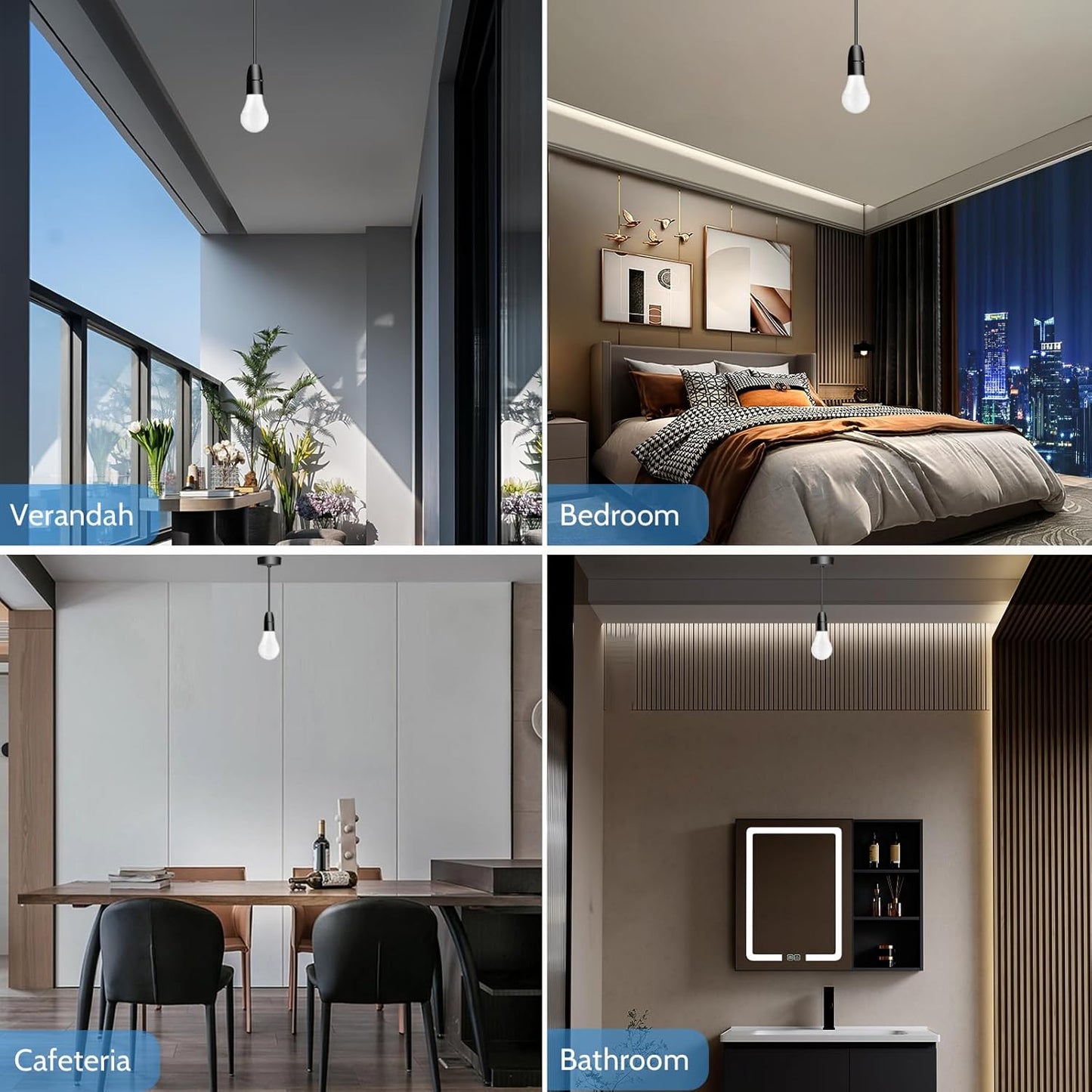 6 100W T2 Black Ceiling Pendant Lamp holder E27