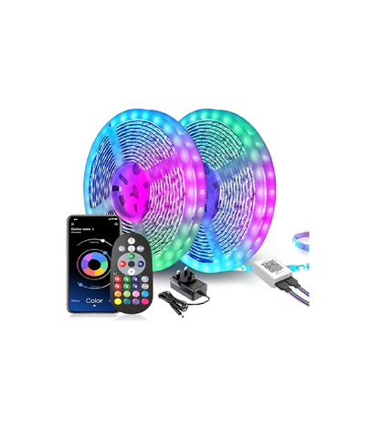 10M RGB LED Strip Lights. Music Sync. Remote & App