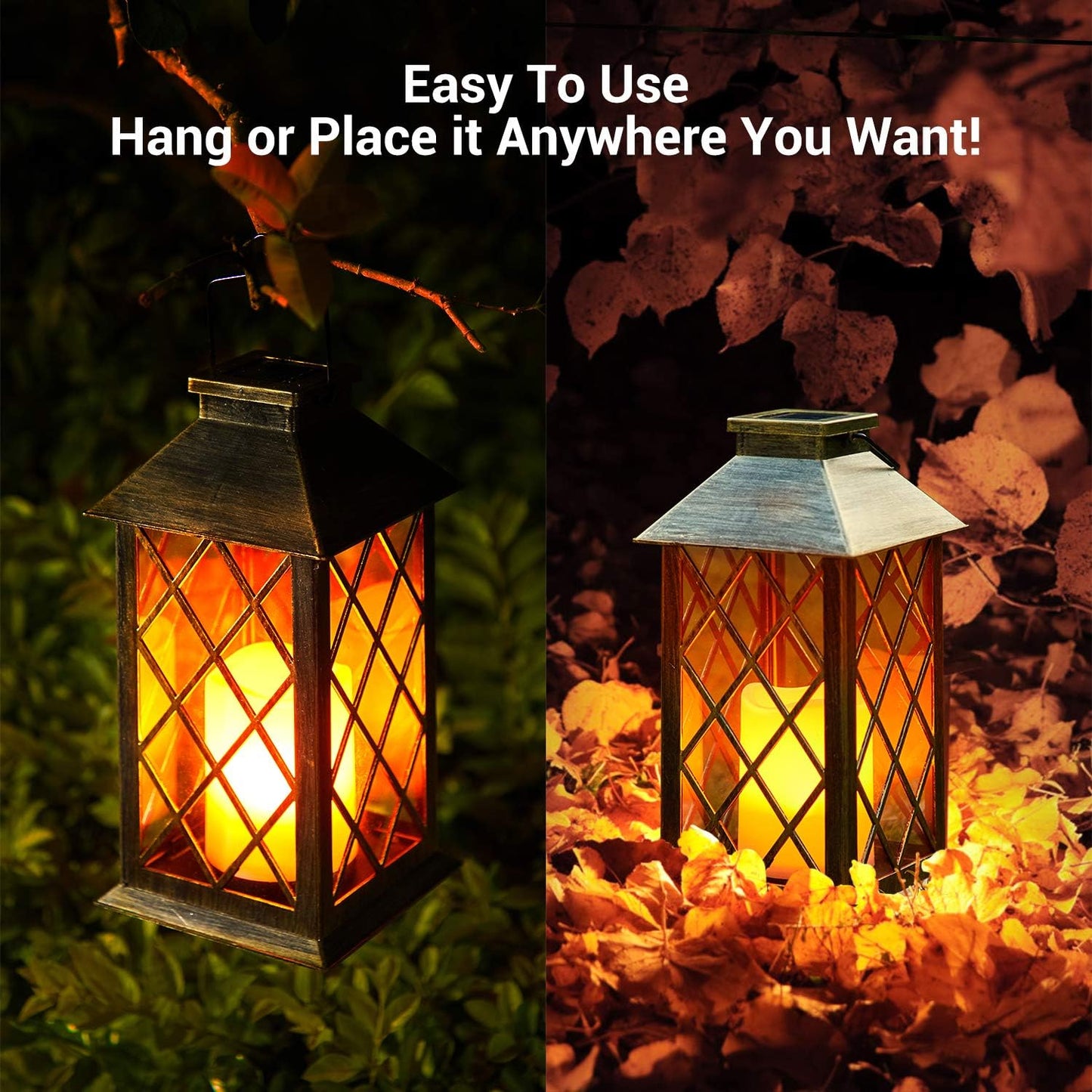 Solar Lanterns for The Garden – Moroccan-Style Flickering Outdoor Lights. Auto On/Off. Waterproof IP44. Warm White LED