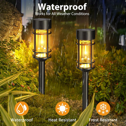4 Pack Solar Garden Stake Lights Warm White Outdoor