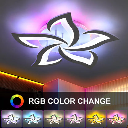 55W LED Ceiling Chandelier with RGB Backlight – Stylish Star Design. Dimmable Remote Control Lighting