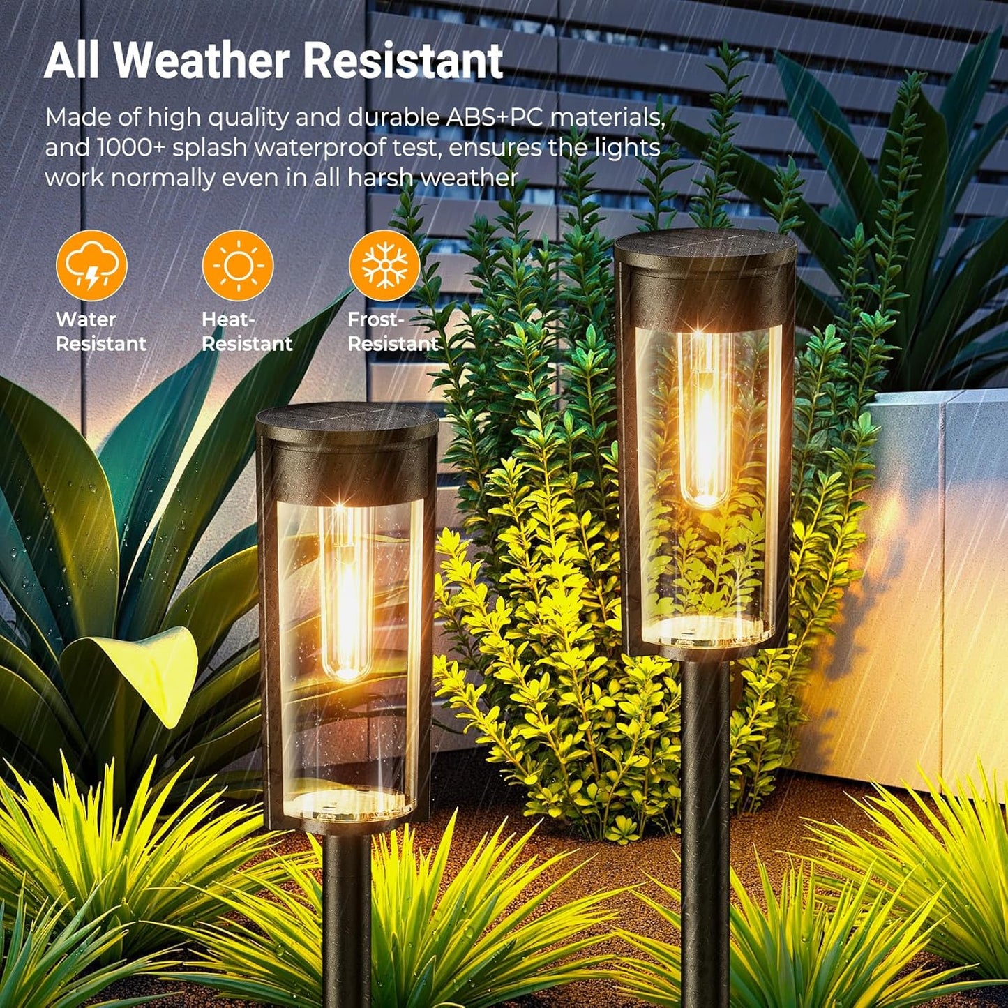 4 Pack Solar Garden Lights – Warm White Tungsten Filament. Waterproof. Auto On/Off
