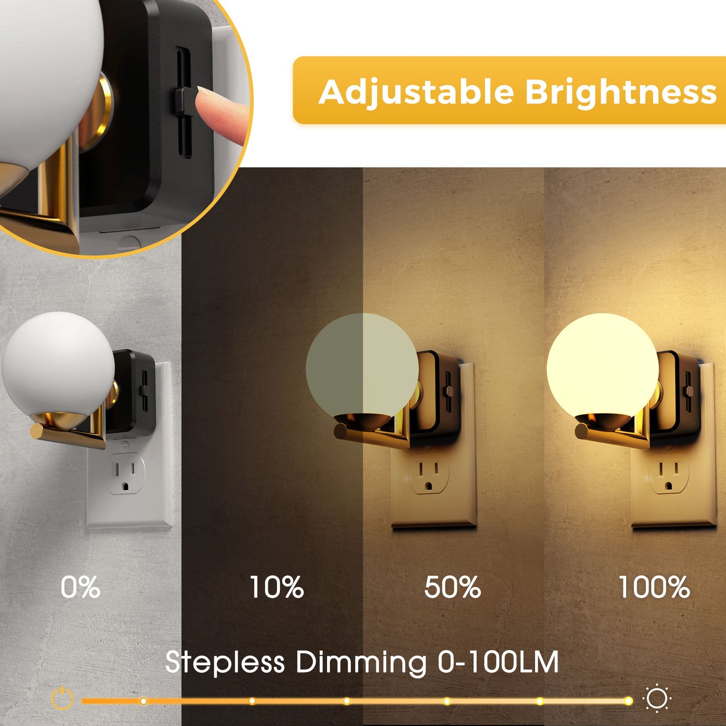 Plug-in Night Light white ball shaped lampshade